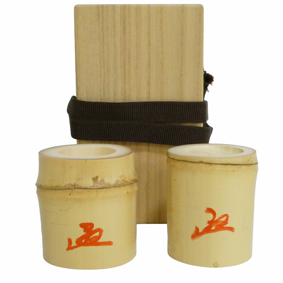 （五月◆特売品）前大徳 西垣大道書付 竹 一双 蓋置 茶道具【美品】