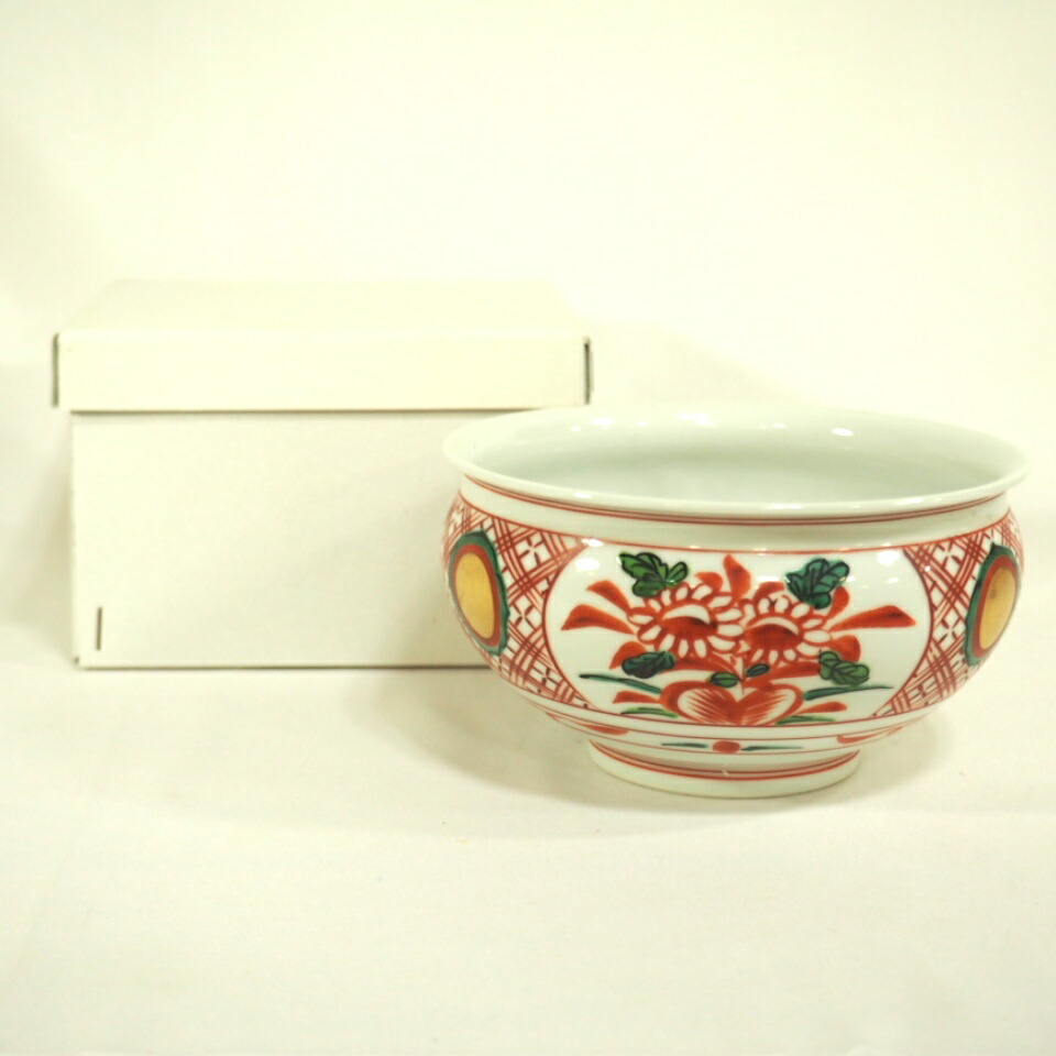 【五月の特売品】赤絵 建水 お稽古 茶道具 【中古 美品】