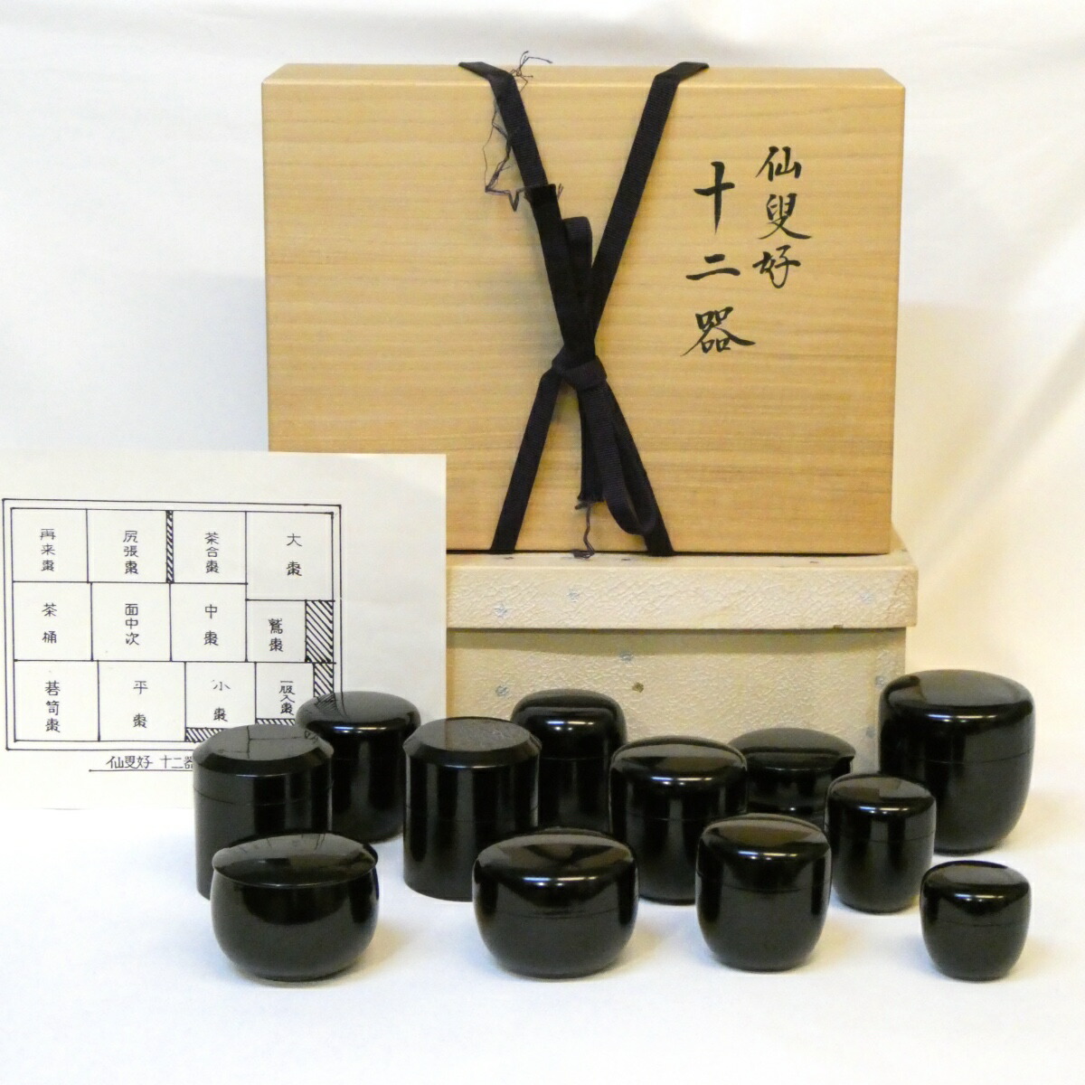 【五月の特売品】山中塗 中谷秀斎作 仙叟好 十二器 薄茶器フルセット 棗 木製漆塗 茶道具【中古 美品】