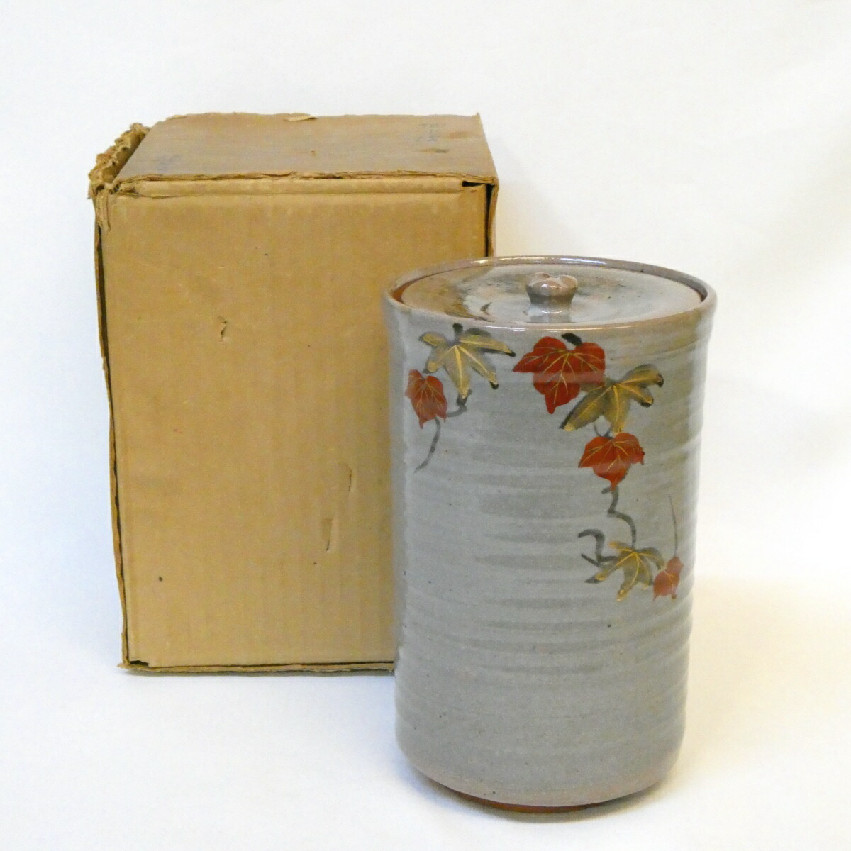 【六月の特売品】平安 橋本紫雲作 蔦の絵 細水指 中置 秋の茶道具【中古 美品】