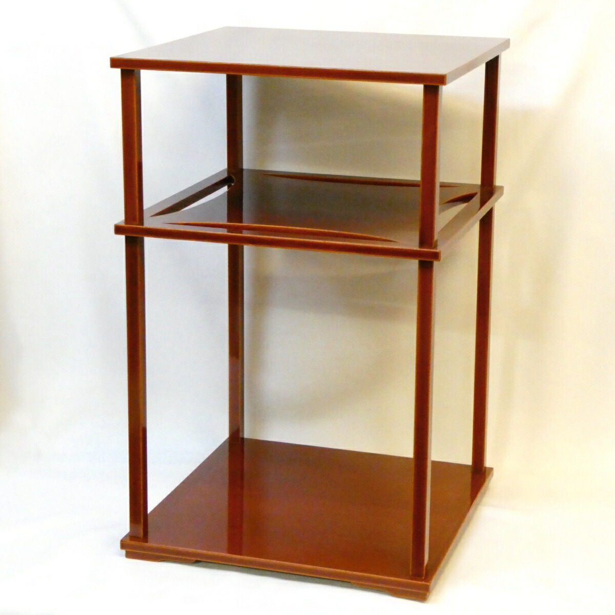 【固定式 共箱入り】飛騨春慶塗 糸巻 二重棚 糸巻棚 茶道具【中古 美品】