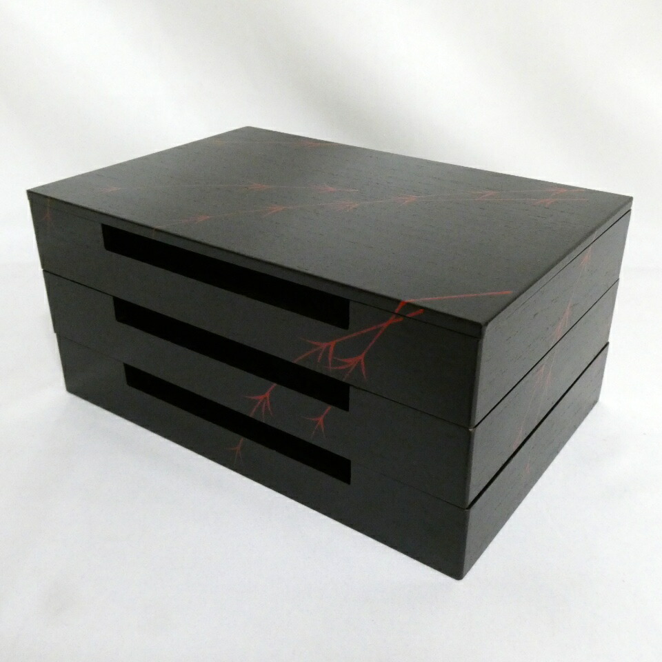 (十月の特売品)鵬雲斎好写 掻合塗 田楽箱 木製 茶道具(中古 美品)