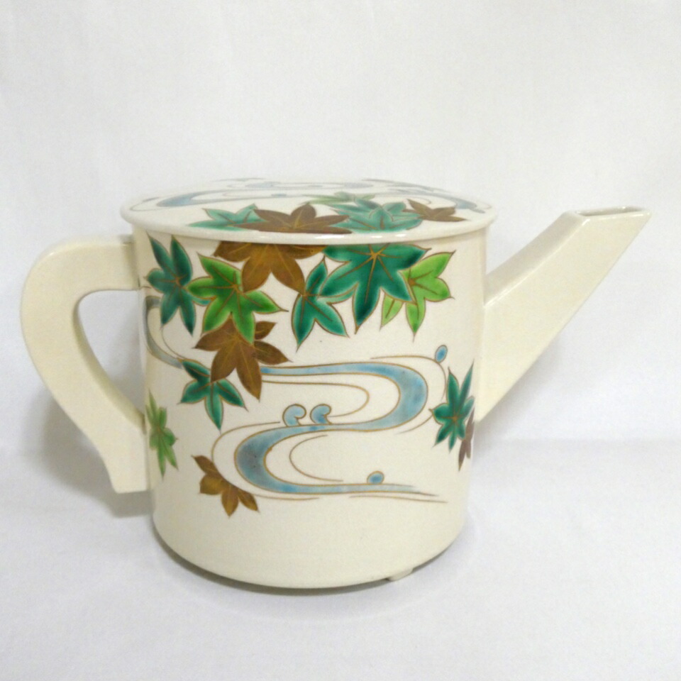 【十月の特売品】平安 御室窯作 仁清写 青楓 片口水次(水注)茶道具【中古 美品】