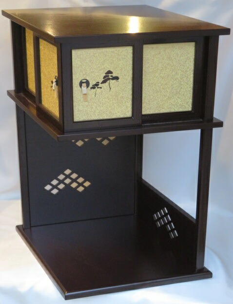 (十月◆特売品)山中塗 助田宗明作 裏千家流 淡々斎好写 溜掻合塗 徒然棚USED〈税込・送料込〉【中古・超美品】