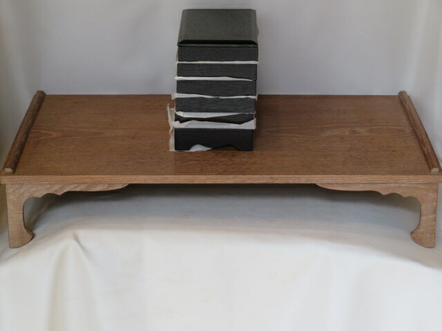 （十一月◆特売品）茶歌舞伎用 女桑文台と黒掻合塗五段重硯セット〈税込・送料込〉【中古・美品】