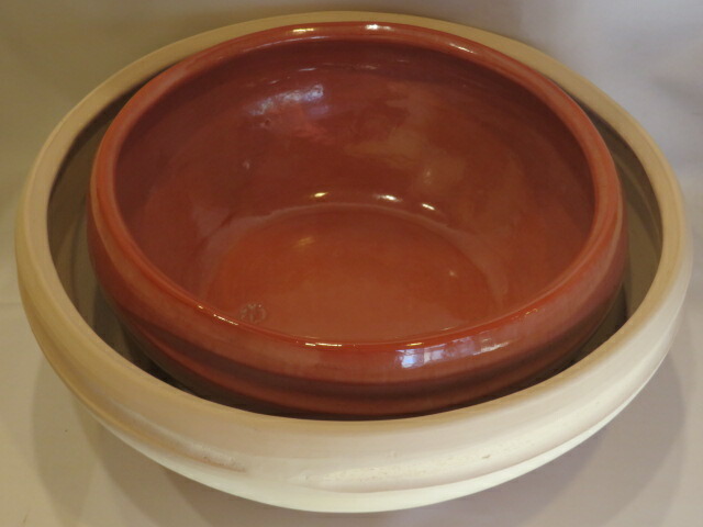 (十一月◆特売品)【炭所望/廻り炭】平安 桂楽作 半田焙烙一双 赤 筋半田(小)白 巴半田(大) 裏千家用 ホーロクセット【中古・美品】【税込・送料込】