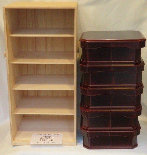 (十二月◆特売品)平安 西村象彦作 大徳寺重 五客揃 溜塗 木製 茶道具【税込・送料込】【中古・未開封】