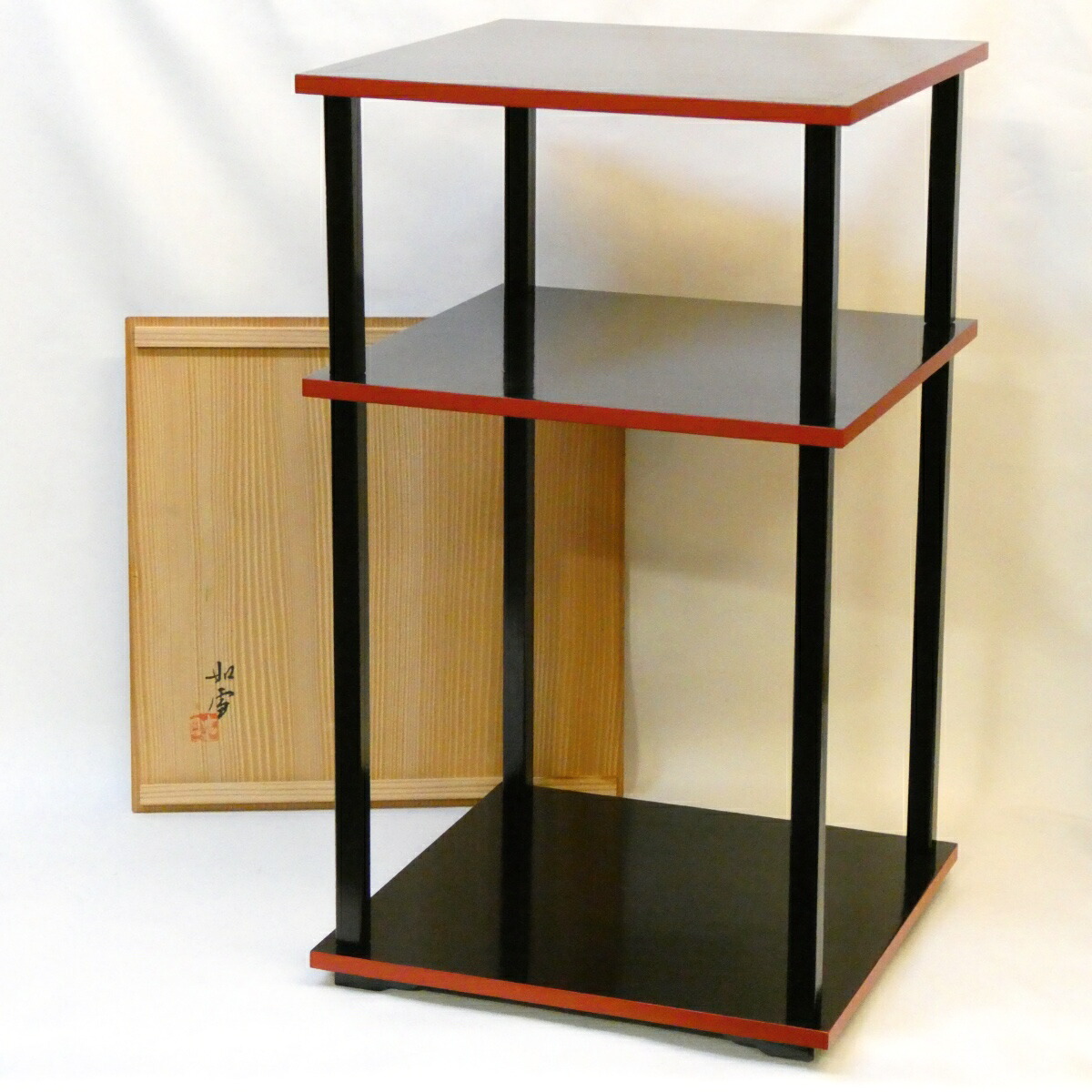 【希少品】香川県塗師 篠原如雪作 玄々斎好写 更好棚 裏千家 茶道具【中古 美品】