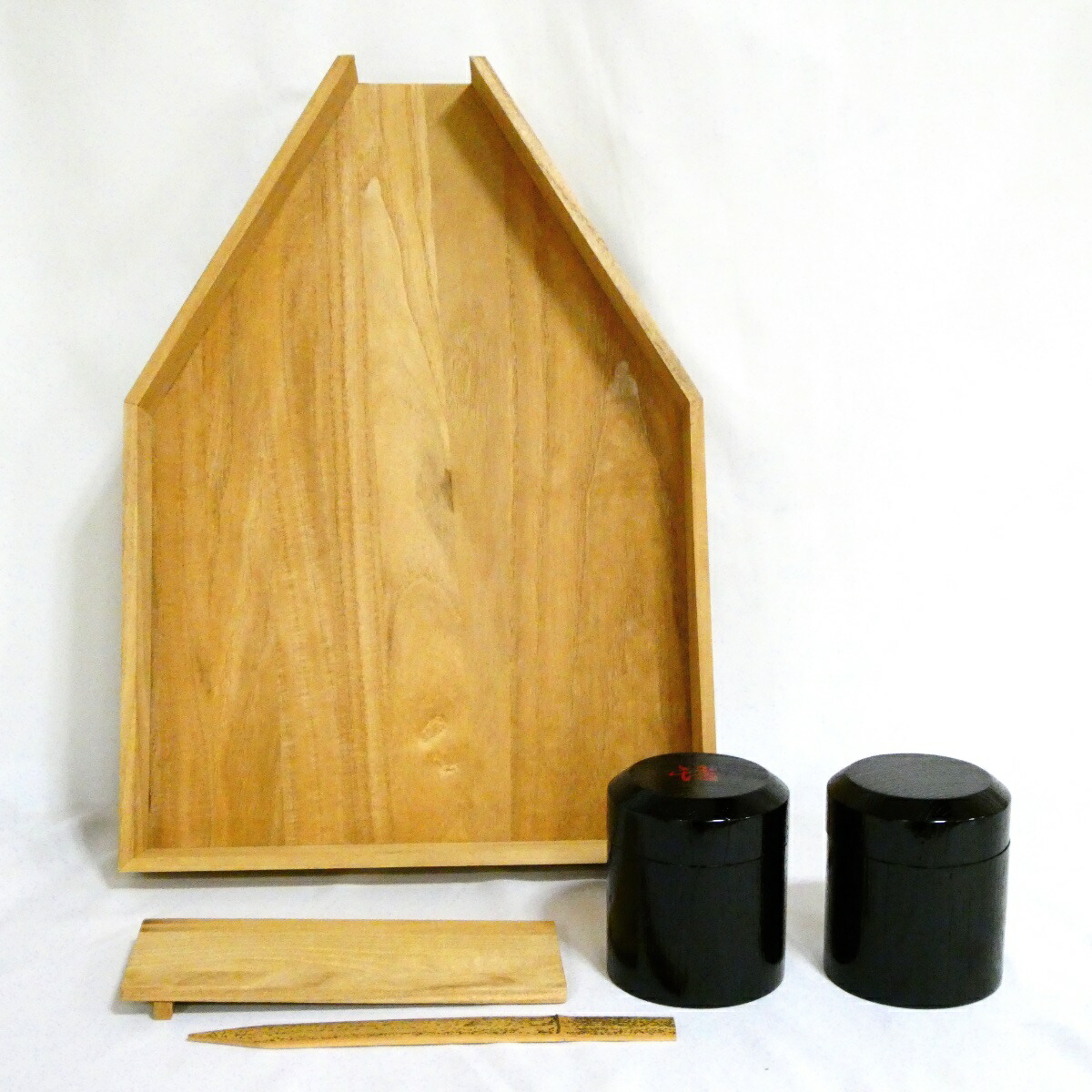 【口切りの茶事】 葉茶漏斗（糊板・ヘラ付）・挽家一双「詰茶入」セット 茶道具 3