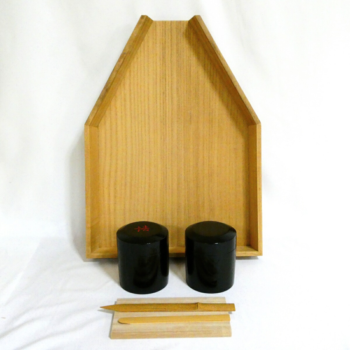 【口切りの茶事】 葉茶漏斗（糊板・ヘラ付）・挽家一双「詰茶入」セット 茶道具 2