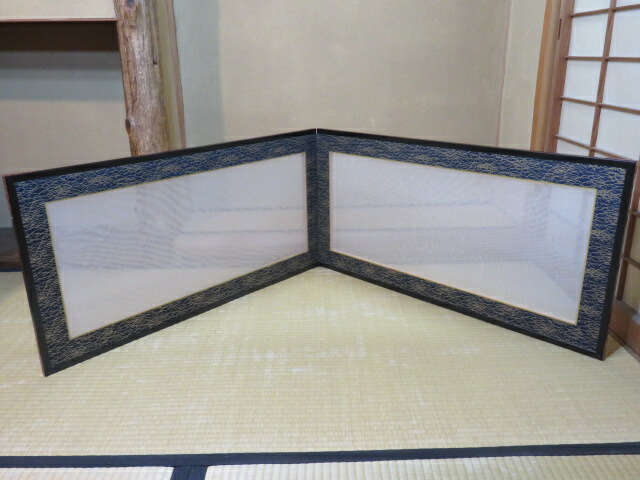 （新春）紗風炉先 露芝裂・切箔散 両面使京間用 一尺五寸【税込・送料込】【中古・美品】