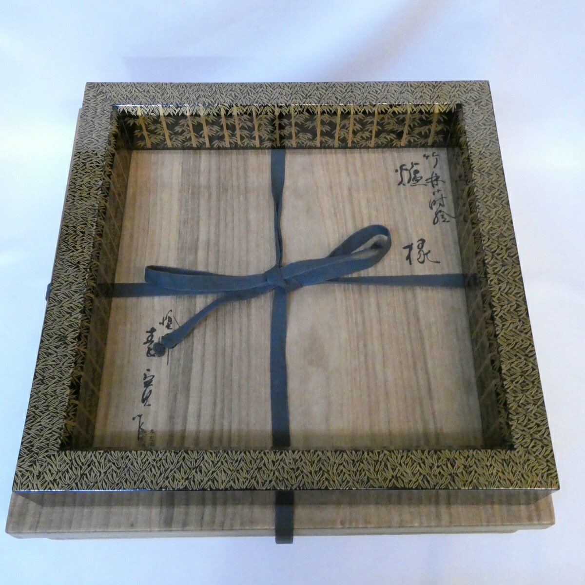 【新春特価！】平安表派 岡田表寛作 竹林蒔絵 炉縁 木製 【明治～大正】 茶道具【中古 美品】