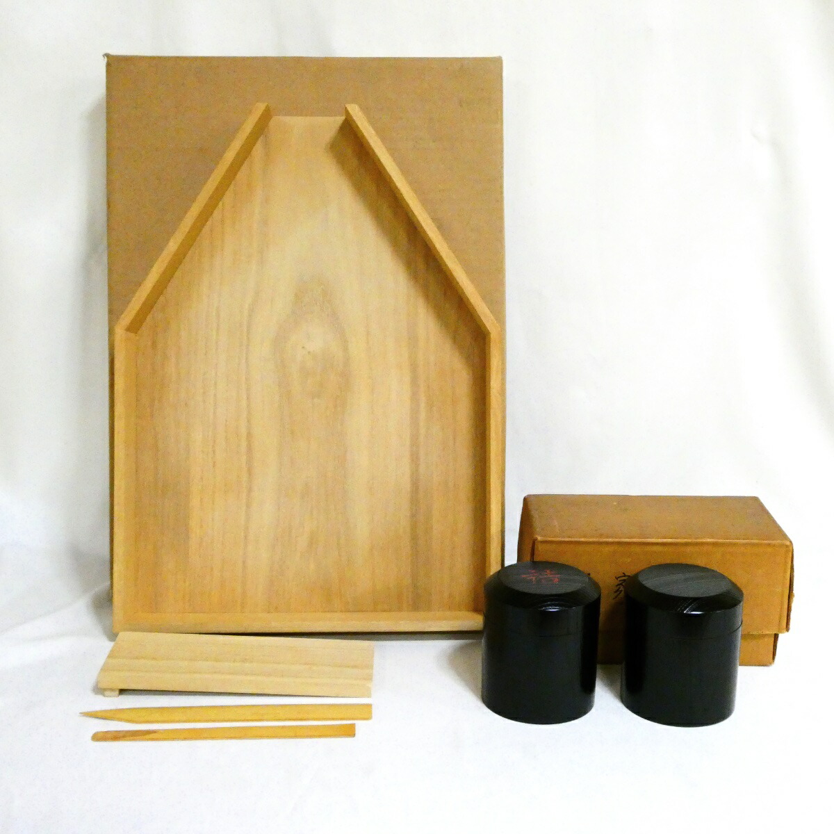 【口切りの茶事】 葉茶漏斗（糊板・ヘラ付）・挽家一双「詰茶入」セット 茶道具 5
