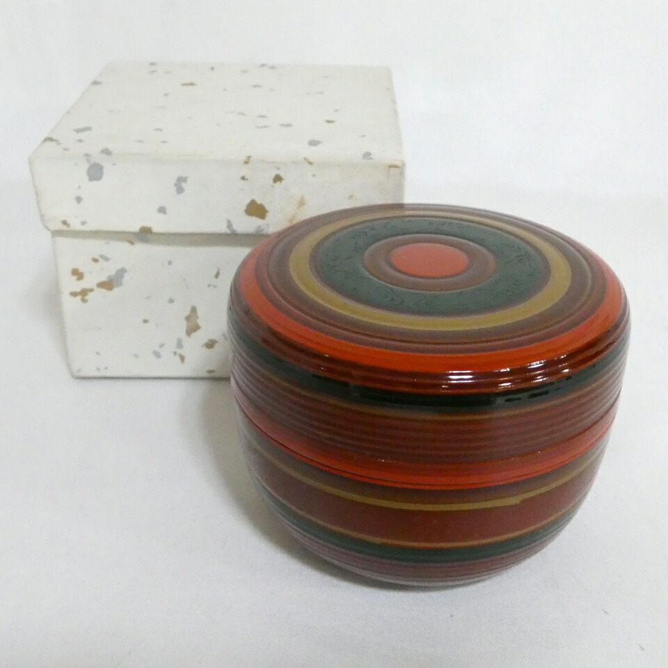 【一月の特売品】木製 独楽棗 平棗 茶道具 紙箱入【中古 美品】