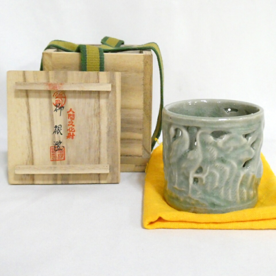 【二月の特売品】韓国人間文化財 柳海剛作 高麗青磁 蓋置 茶道具【中古 美品】