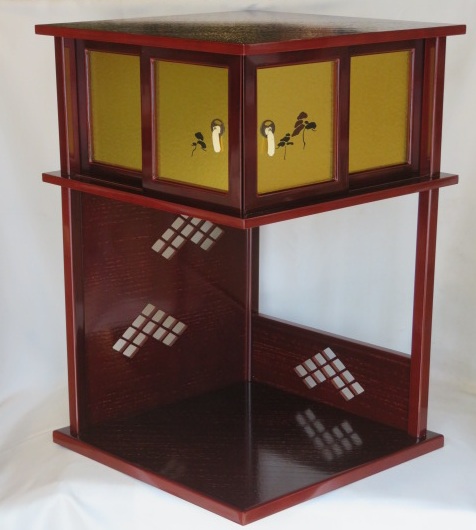 （決算）裏千家流 淡々斎好写 溜掻合塗 徒然棚 木箱入〈税込・送料込〉【中古・超美品】