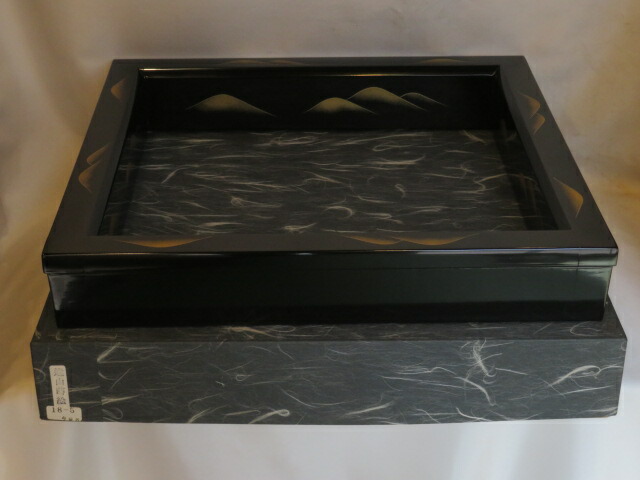 （決算）お稽古用！木製黒真塗炉縁 遠山転写蒔絵 【税込・送料込】【中古・未使用】