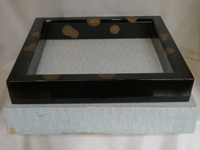 （決算）お稽古用！木製真塗 唐松蒔絵 蝋色炉縁 【税込・送料込】【中古・小キズ】