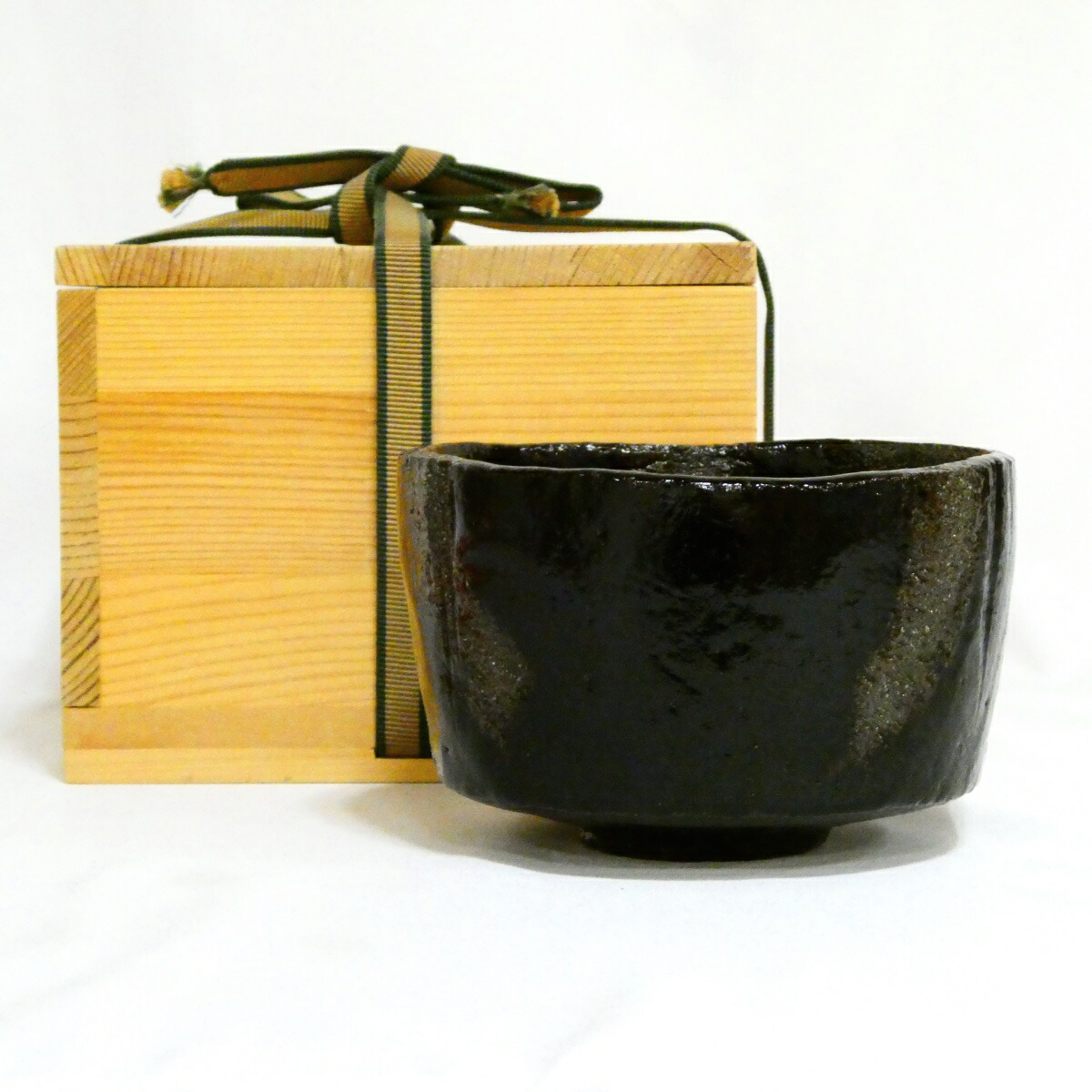 【木箱の為、特価品！！】佐々木昭楽作 銘「七里」 本阿弥光悦写 黒楽茶碗【中古・美品】