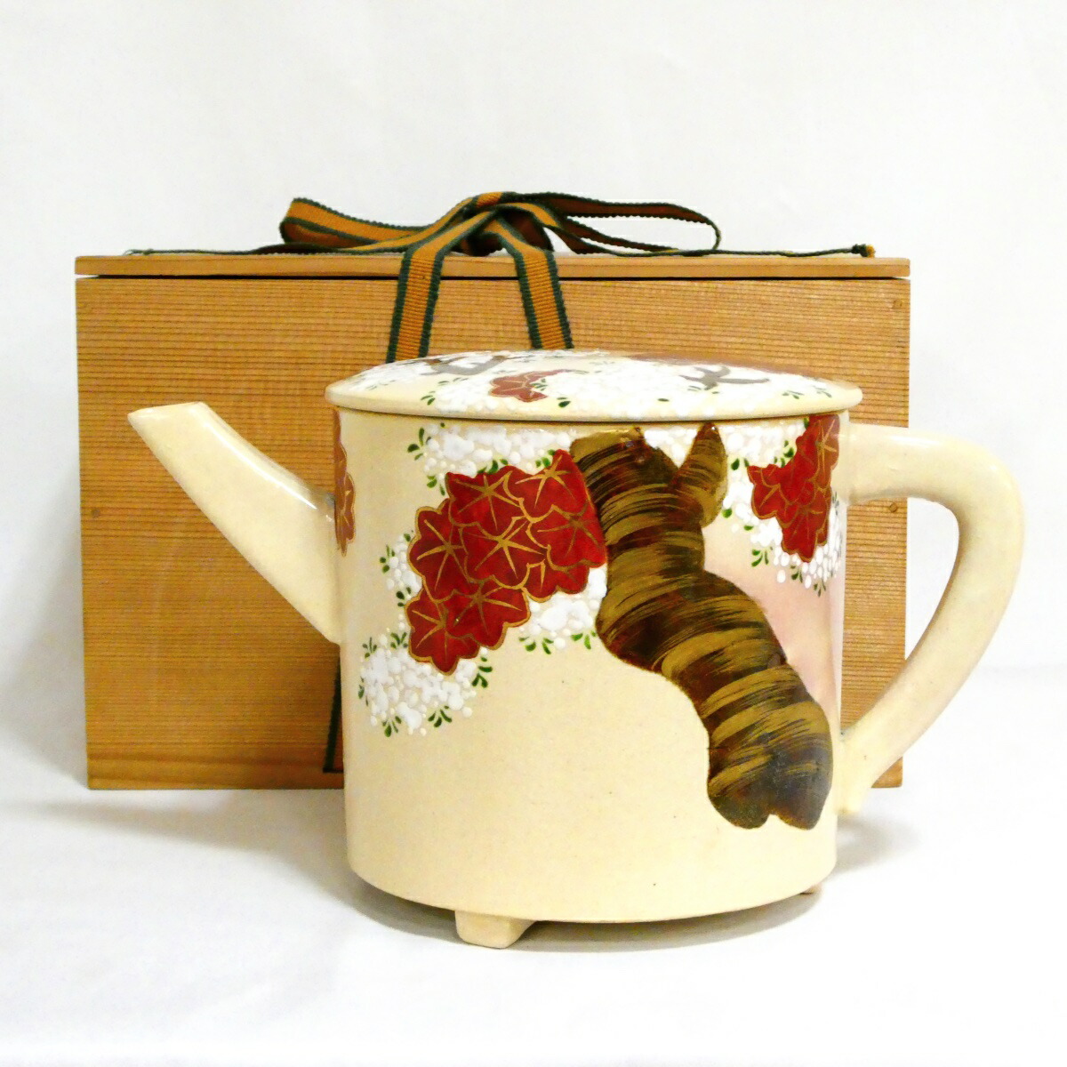 【作者不明・特価品！！】お稽古用 色絵 雲錦 片口水次（水注） 茶道具【中古・美品】