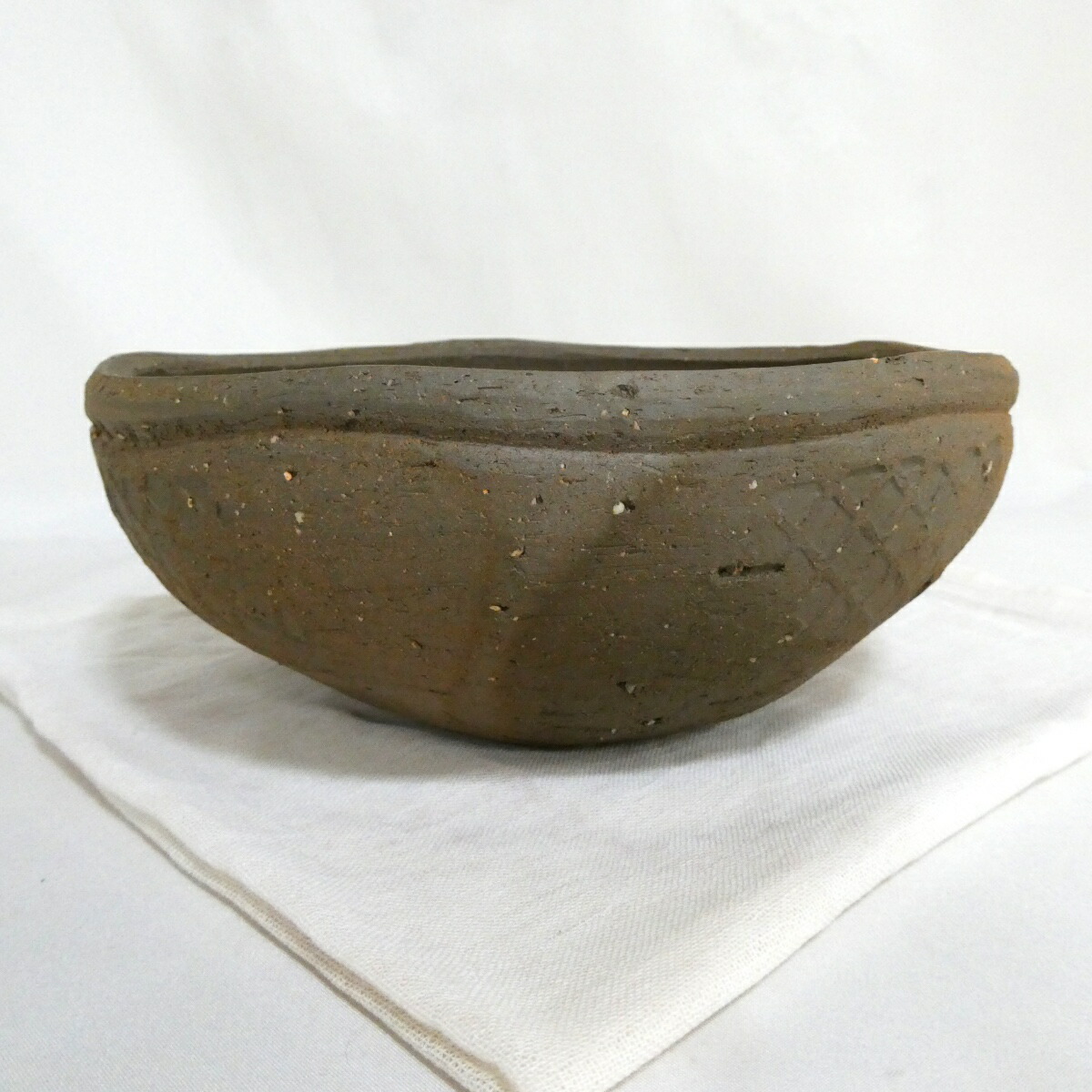 【三月の特売品】四日市萬古八幡窯 堀野証嗣作  炉用 ノンコウ写 灰器 茶道具 【中古 美品】