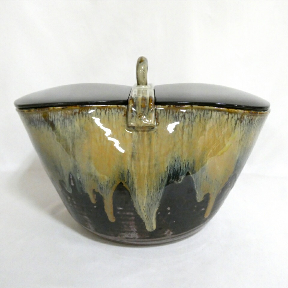 【三月の特売品】豊泉窯 原史朗作 高取焼 掛分釣瓶水指 茶道具【中古 美品】