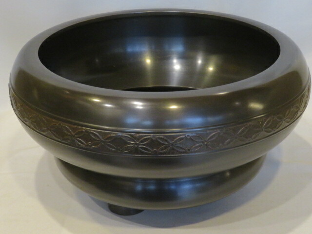 （決算）唐銅風炉師 福島宗秀作 砂張銅 単瓢形帯七宝紋瓶掛 一尺【税込・送料込】【中古】