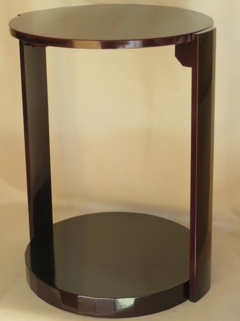 （決算）石川県山中塗 中村宗悦作 鵬雲斎好写 丸卓 組立式 木製溜真塗【税込・送料込】【中古・小傷】