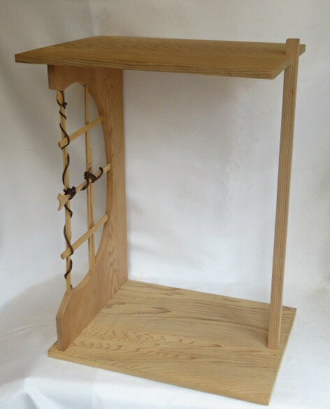 （弥生）京指物師 小林幸斉作 淡々斎好写 杉木地 溜精棚 組立式【税込・送料込】【中古・美品】