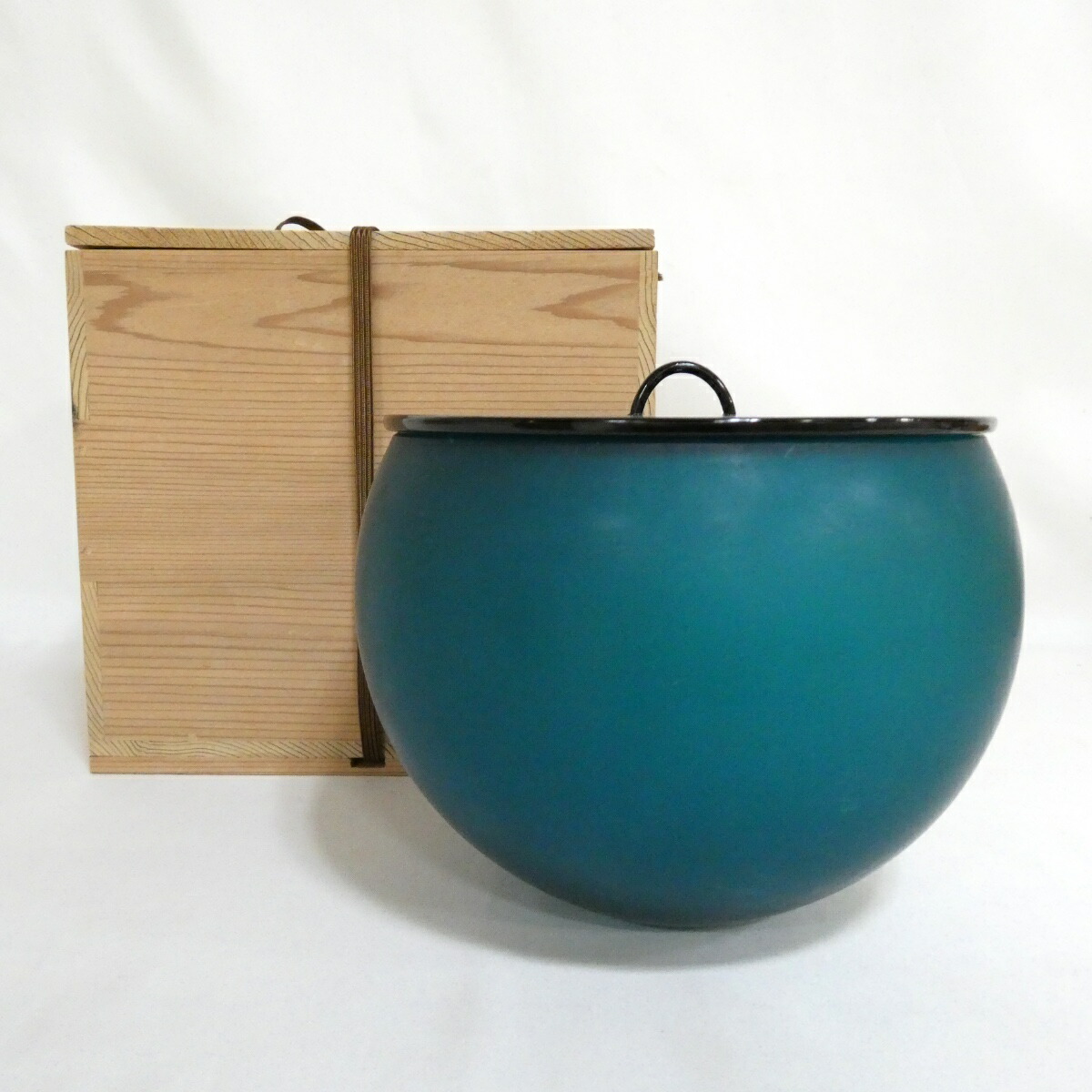 【夏の特売品】ギヤマン 義山 水指 ガラス 木製塗蓋 茶道具【中古】