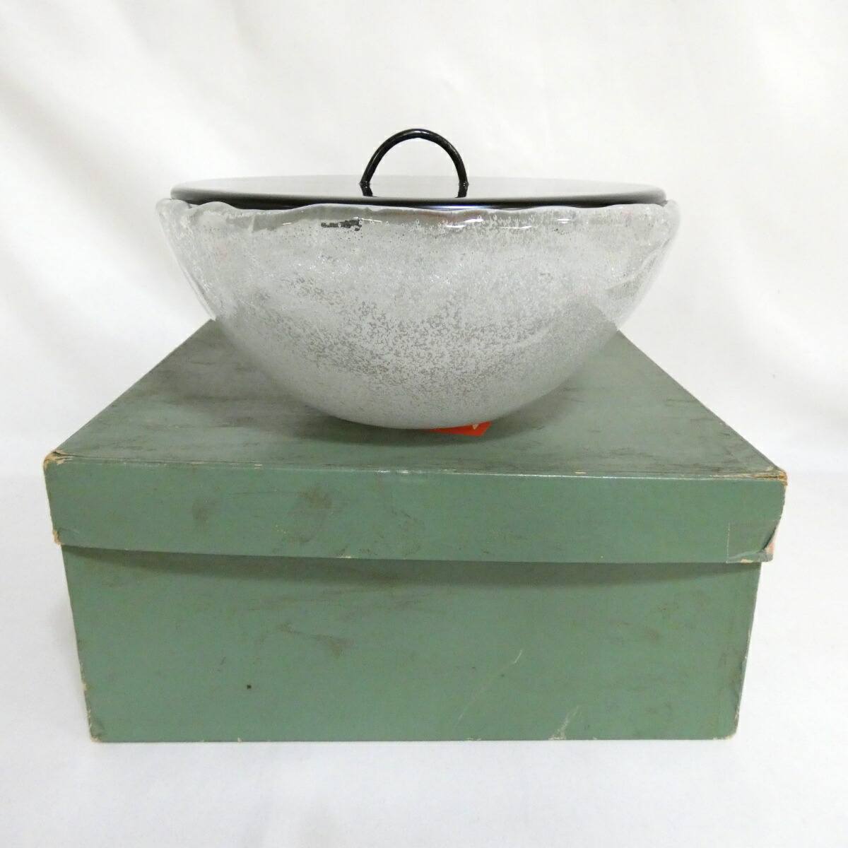 【夏の訳あり特売品】ギヤマン 義山 水指 ガラス 木製塗蓋 茶道具【中古 美品】