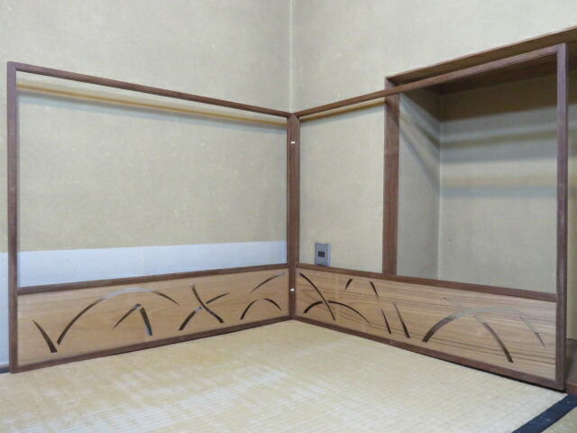 （卯月）桑縁 芦透かし 片面使 二尺四寸 江戸間用 桐腰板風炉先【税込・送料込】【中古・美品】