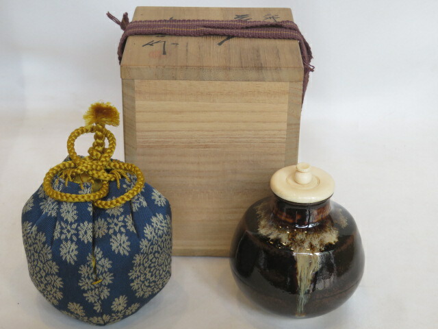 （卯月）平安洛東 桶谷定一作 唐物 文琳茶入 本蓋【税込・送料込】【中古品】