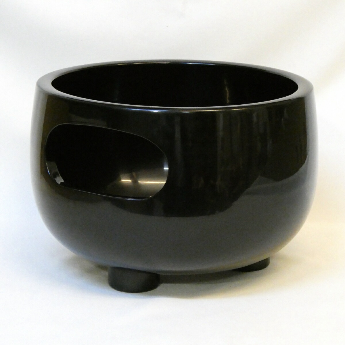 【一尺 径30cm】平安 山本崇雲作 尺◯ 眉風炉 土風炉 黒真塗 尺0 茶道具【中古 美品】