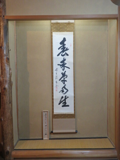 （睦月）前大徳 福聚院住職 佐藤朴堂和尚筆「春来草自生」 一行軸【税込・送料込】【中古・美品】