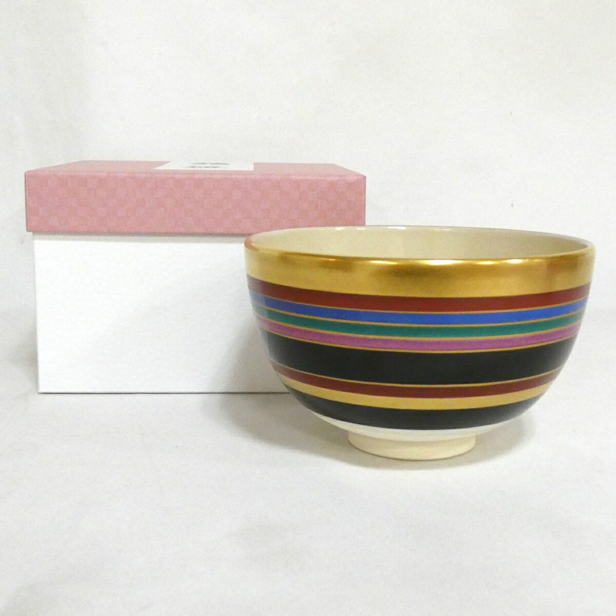 【七月の特売品】独楽紋 茶碗 茶道具 化粧箱入【中古 美品】
