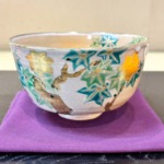 七月の特売品】平安茜窯 岡田華渓作 麦の絵 茶碗 茶道具 【中古 美品